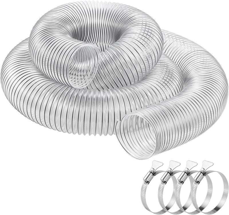 bayisam 4"x15'Dust Collection Hose(Black Wire),4 Inch Dust Collection Tube with 304 Stainless Steel Hose Clamps,PVC 4 Collector Flexible Tube- Puncture Resistant - Image 1